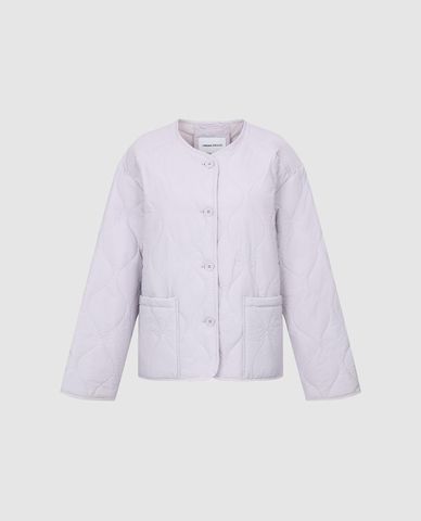  URBAN REVIVO - Áo khoác phao nữ cổ tròn tay dài phối túi 