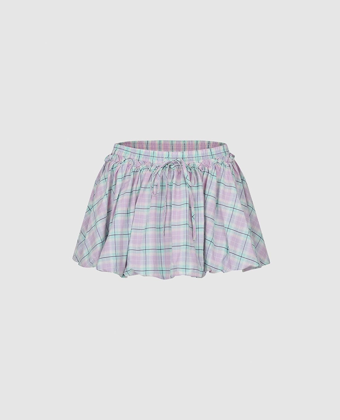 URBAN REVIVO - Chân váy chữ A mini kẻ sọc caro