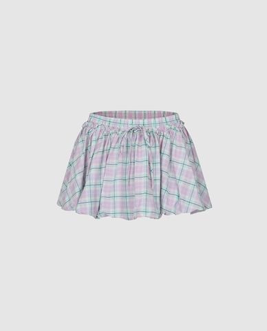  URBAN REVIVO - Chân váy chữ A mini kẻ sọc caro 