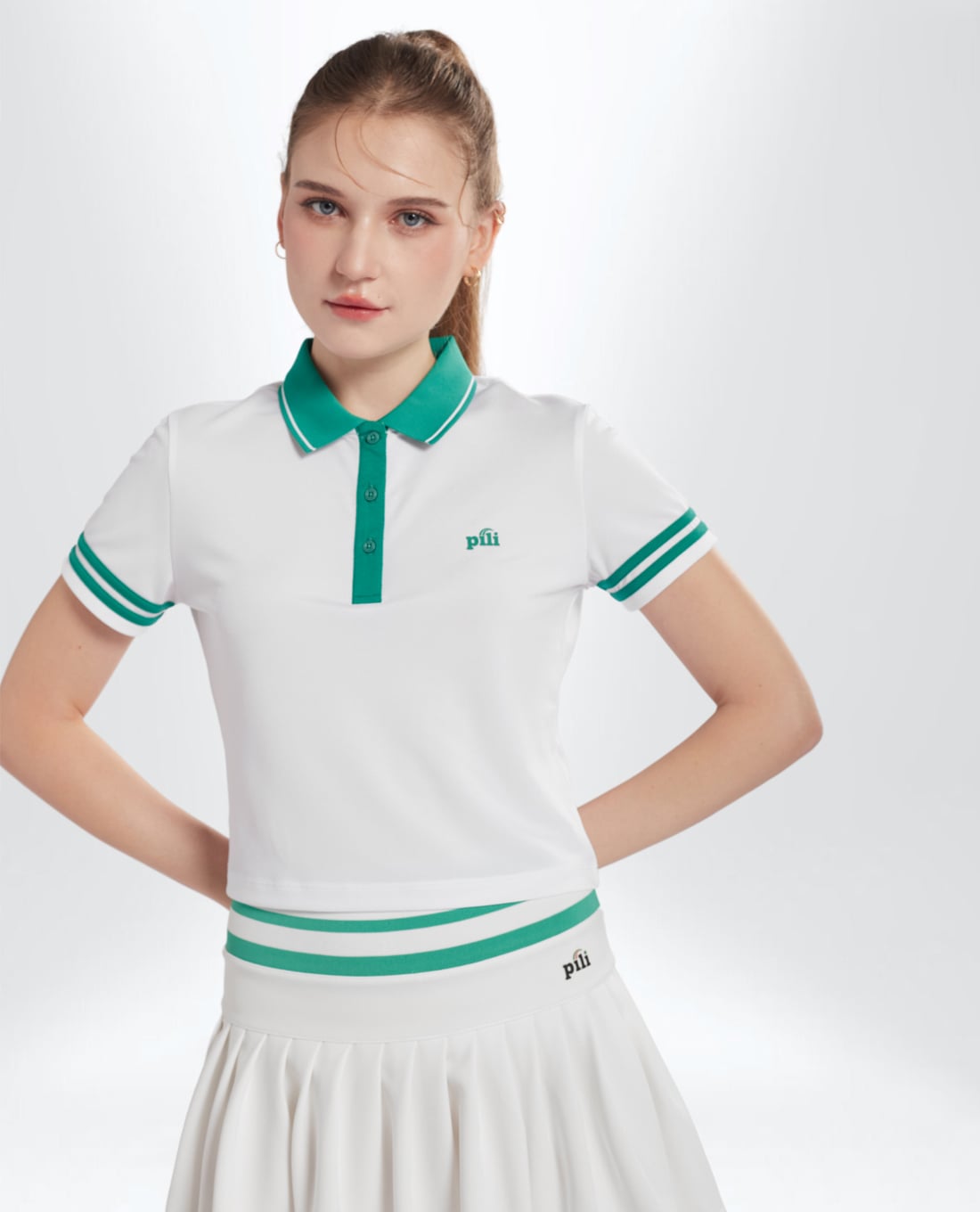 PILI - Áo polo nữ tay ngắn phom croptop