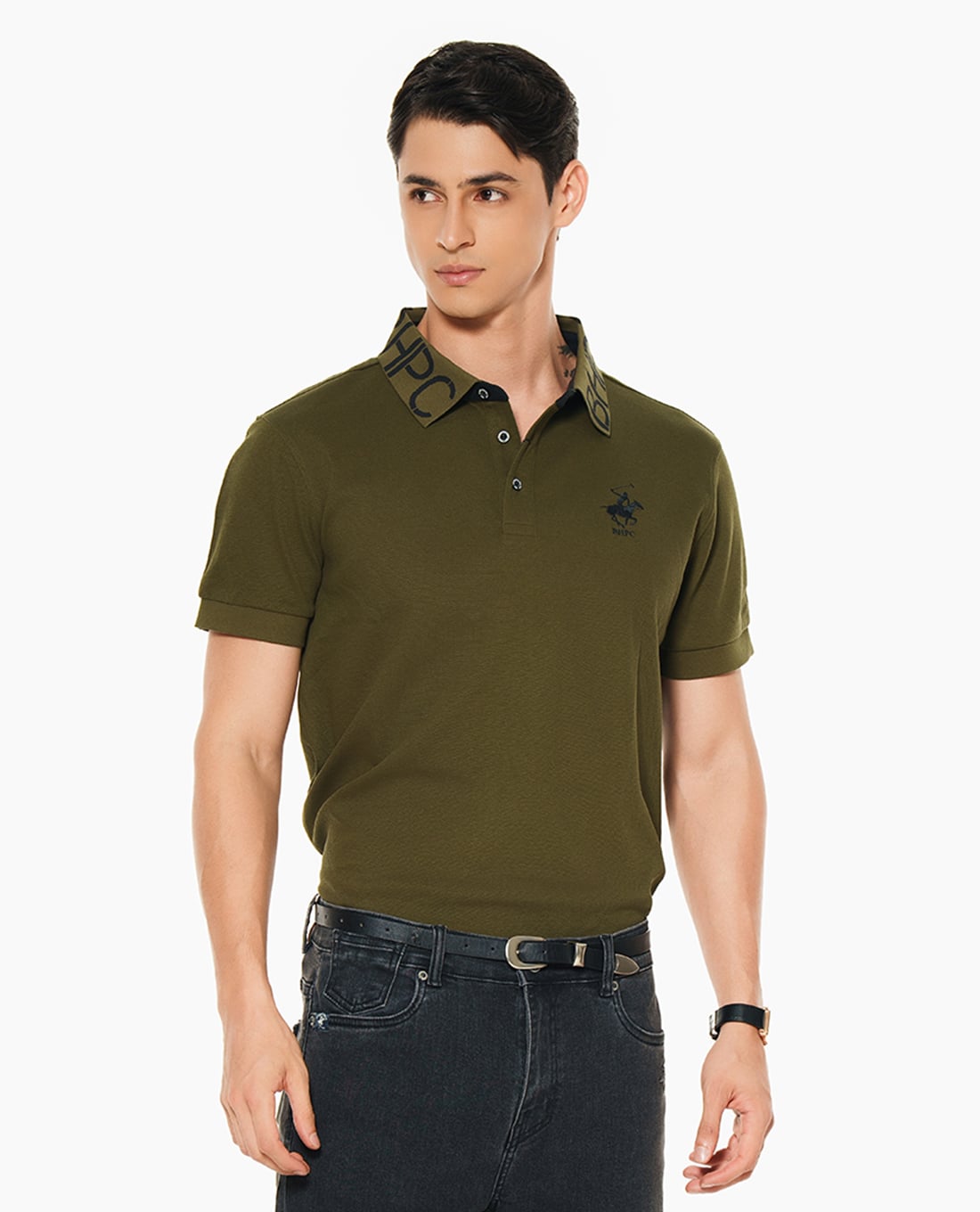 BEVERLY HILLS POLO CLUB - Áo polo nam cổ bẻ tay ngắn thêu logo