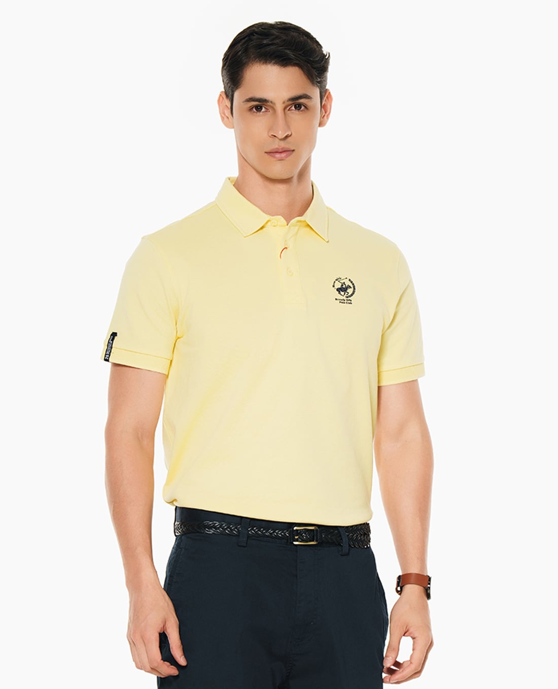 BEVERLY HILLS POLO CLUB - Áo polo nam cổ bẻ tay ngắn thêu logo