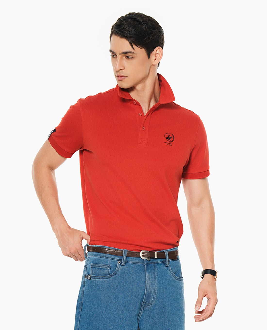 BEVERLY HILLS POLO CLUB - Áo polo nam cổ bẻ tay ngắn thêu logo