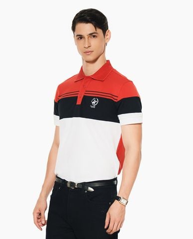  BEVERLY HILLS POLO CLUB - Áo polo nam cổ bẻ tay ngắn phối sọc 
