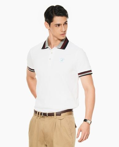  BEVERLY HILLS POLO CLUB - Áo polo nam cổ bẻ tay ngắn viền sọc 