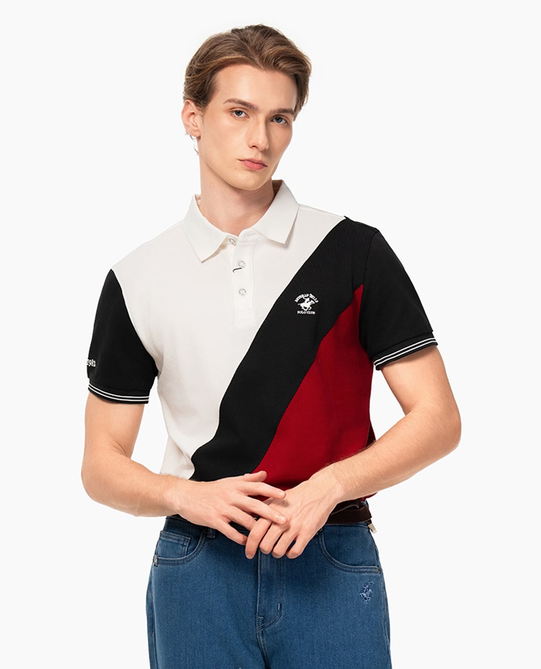 BEVERLY HILLS POLO CLUB - Áo polo nam cổ bẻ tay ngắn phối màu
