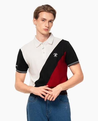  BEVERLY HILLS POLO CLUB - Áo polo nam cổ bẻ tay ngắn phối màu 