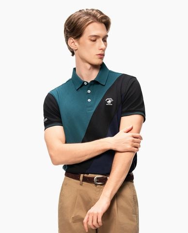 BEVERLY HILLS POLO CLUB - Áo polo nam cổ bẻ tay ngắn phối màu 