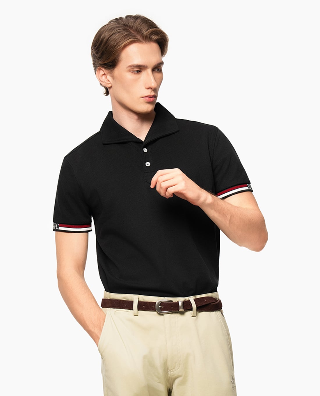 BEVERLY HILLS POLO CLUB - Áo polo nam cổ bẻ tay ngắn viền sọc