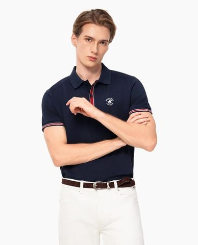  BEVERLY HILLS POLO CLUB - Áo polo nam cổ bẻ tay ngắn phối viền 