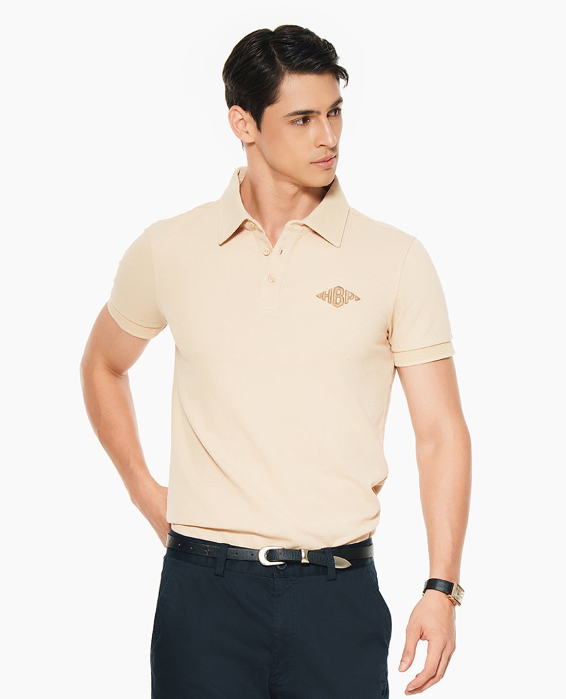 BEVERLY HILLS POLO CLUB - Áo polo nam cổ bẻ tay ngắn thêu logo