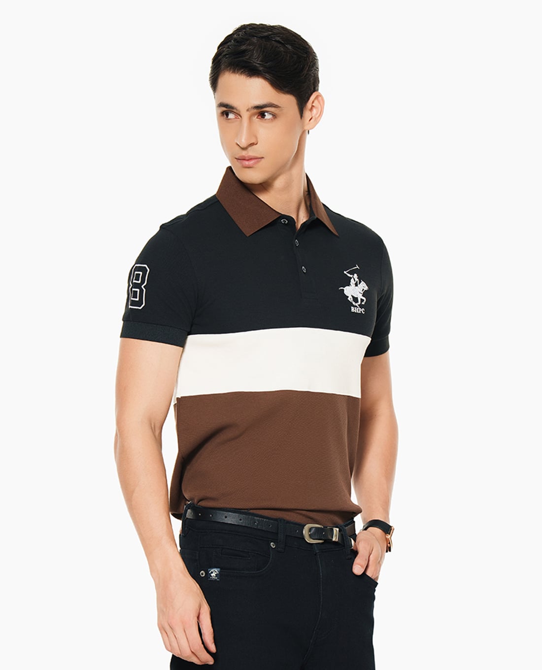 BEVERLY HILLS POLO CLUB - Áo polo nam cổ bẻ tay ngắn thêu logo