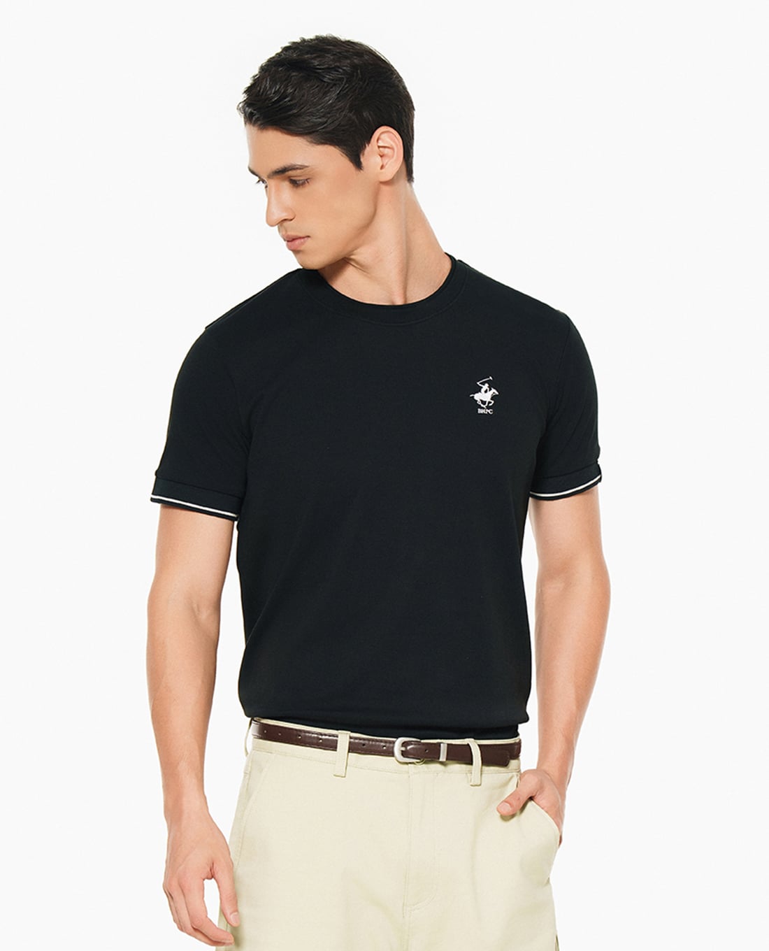BEVERLY HILLS POLO CLUB - Áo polo nam cổ tròn tay ngắn thêu logo