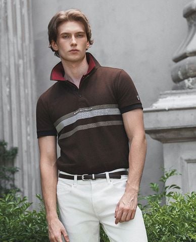  BEVERLY HILLS POLO CLUB - Áo polo nam cổ bẻ tay ngắn phối sọc 