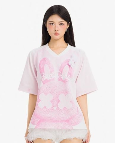  BAD RABBIT CLUB - Áo thun unisex cổ V tay ngắn Amant Rabbit 