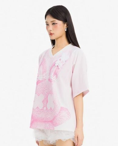  BAD RABBIT CLUB - Áo thun unisex cổ V tay ngắn Amant Rabbit 