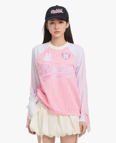  BAD RABBIT CLUB - Áo thun nữ cổ tròn tay dài Fraise Rabbit 