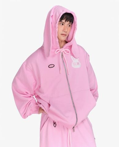  BAD RABBIT CLUB - Áo khoác phối mũ unisex Pinkie Rabbit 
