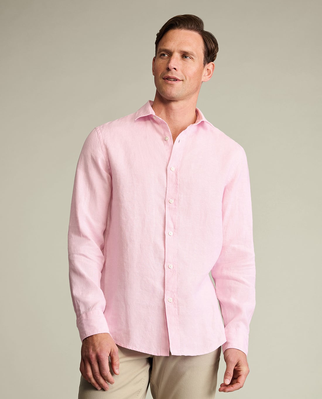 CHARLES TYRWHITT - Áo sơ mi nam cổ bẻ tay dài Pure Linen