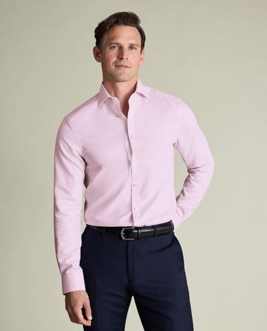  CHARLES TYRWHITT - Áo sơ mi nam cổ bẻ tay dài Burlington Weave 