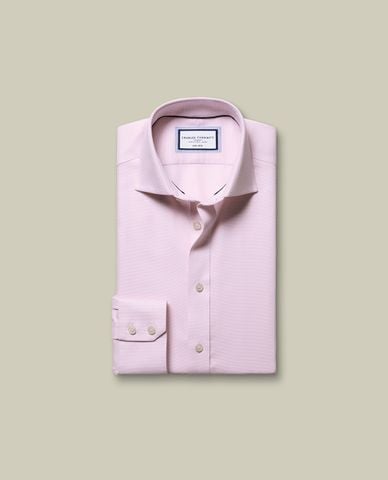  CHARLES TYRWHITT - Áo sơ mi nam cổ bẻ tay dài Burlington Weave 