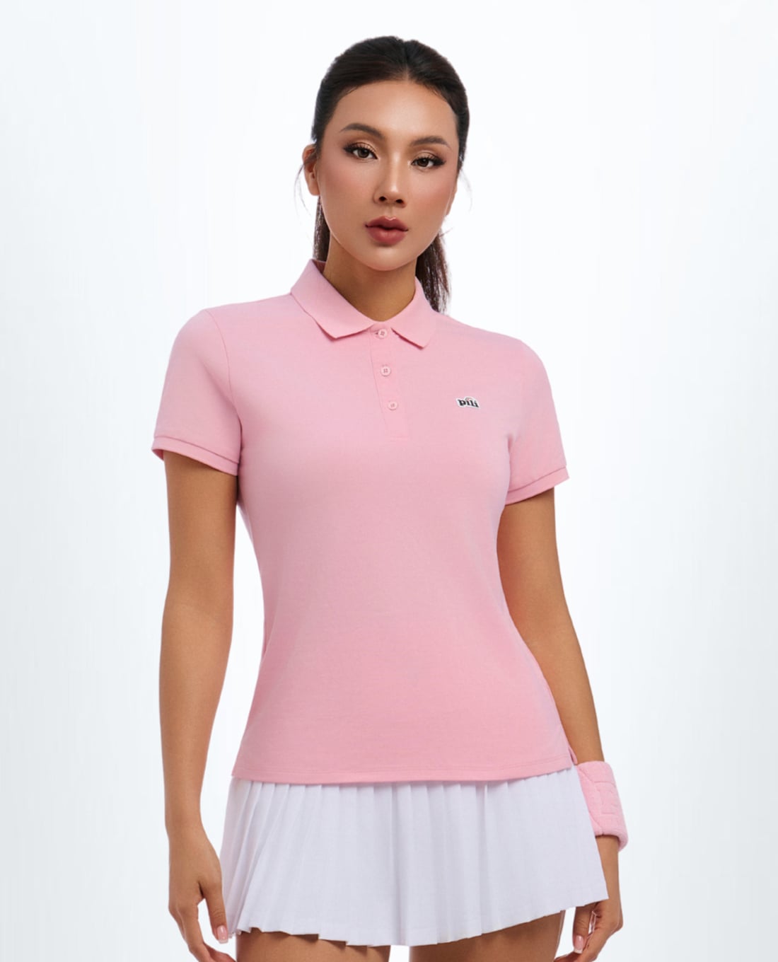 PILI - Áo polo nữ tay ngắn phom ôm phối logo