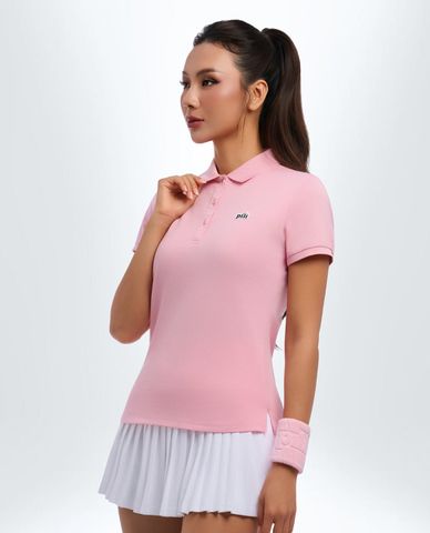  PILI - Áo polo nữ tay ngắn phom ôm phối logo 