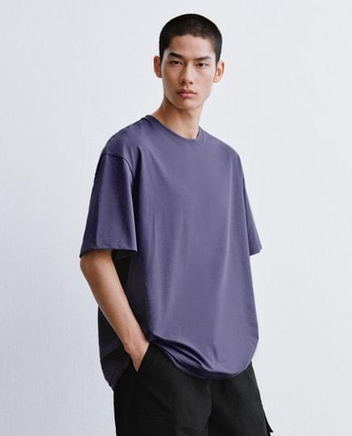  URBAN REVIVO - Áo thun nam cổ tròn tay ngắn 