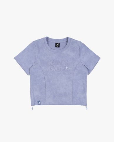  KANGOL - Áo thun nữ cổ tròn tay ngắn rút dây 