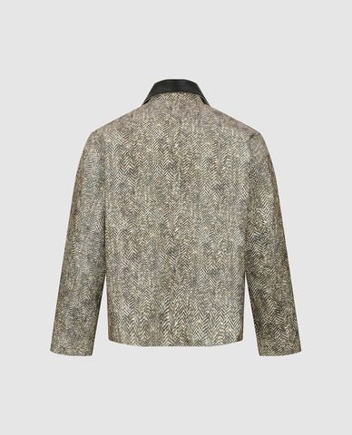  URBAN REVIVO - Áo khoác sơ mi nam tay dài phối cổ da 