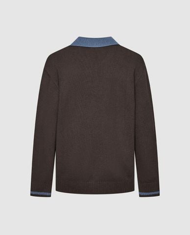  URBAN REVIVO - Áo dệt kim nam tay dài phối họa tiết chữ 