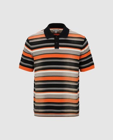  URBAN REVIVO - Áo polo nam tay ngắn sọc ngang phối màu 