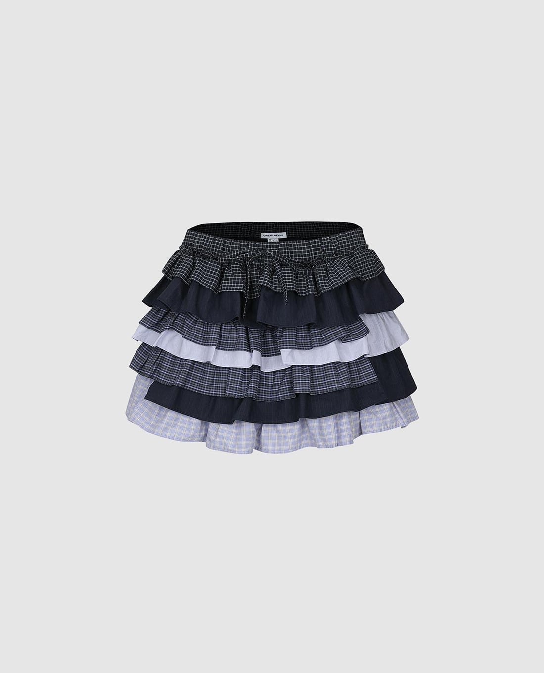 URBAN REVIVO - Chân váy xếp tầng mini phối bèo