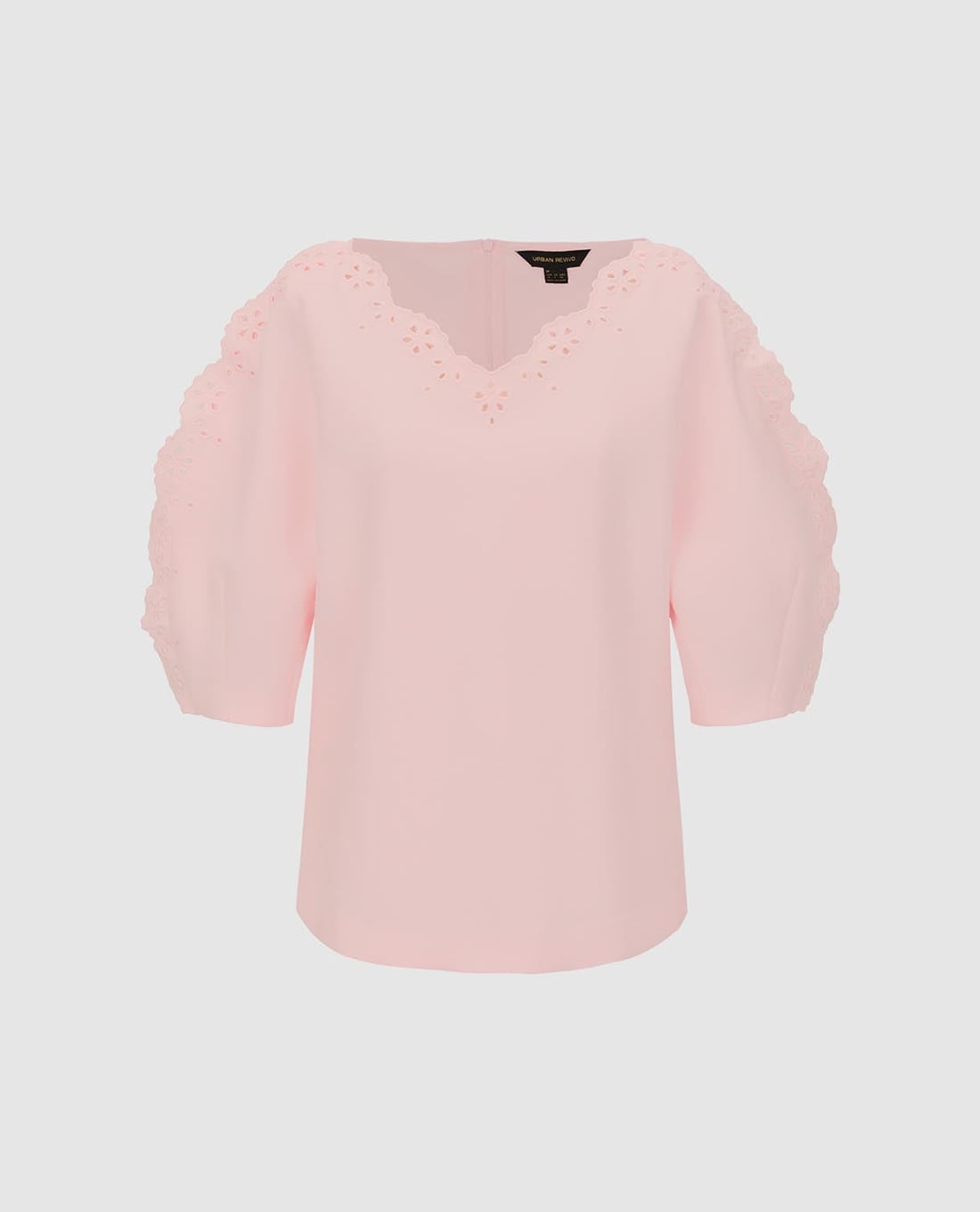 URBAN REVIVO - Áo kiểu nữ cổ tim tay phồng