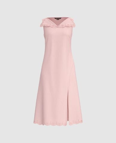  URBAN REVIVO - Đầm sát nách midi phối ren 