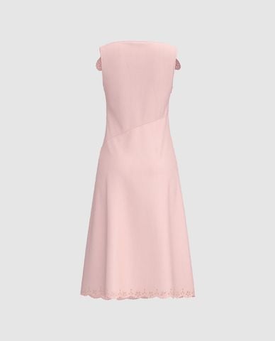  URBAN REVIVO - Đầm sát nách midi phối ren 