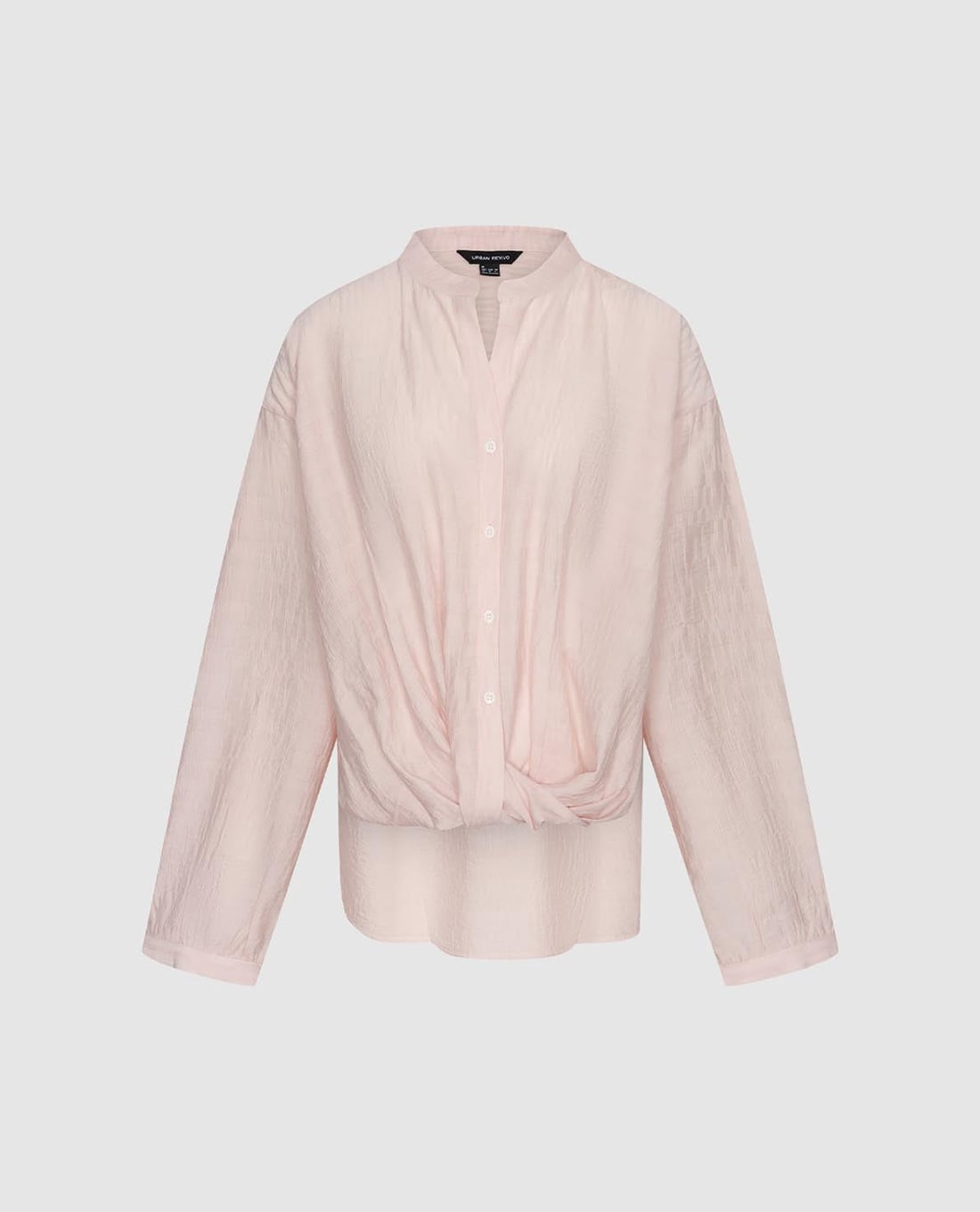 URBAN REVIVO - Áo sơ mi nữ cổ trụ tay dài dáng xoắn