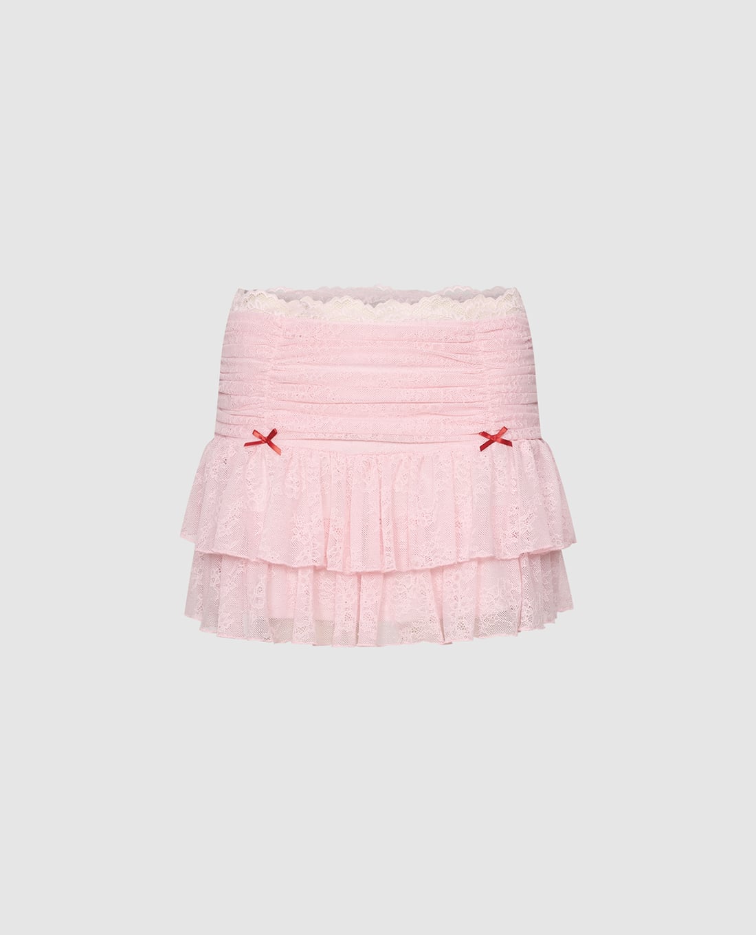 URBAN REVIVO - Chân váy xếp tầng mini đính nơ