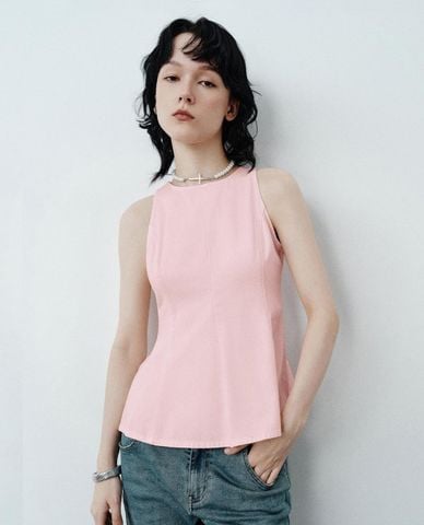  URBAN REVIVO - Áo sát nách nữ cổ tròn dáng xoè 