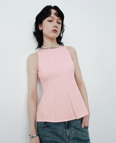  URBAN REVIVO - Áo sát nách nữ cổ tròn dáng xoè 