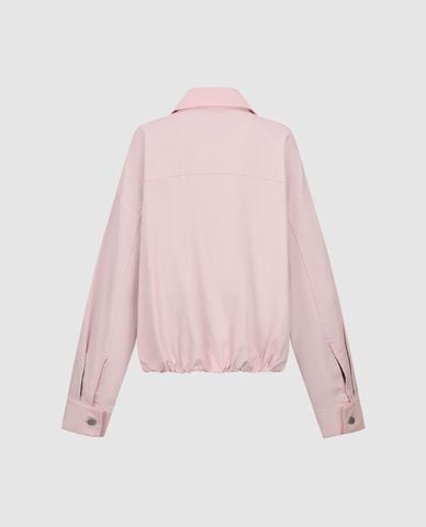  URBAN REVIVO - Áo khoác bomber nữ cổ bẻ tay dài phối khóa zip 