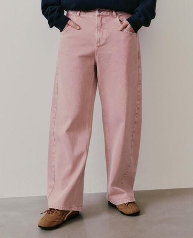  URBAN REVIVO - Quần jeans nữ ống rộng hiện đại 