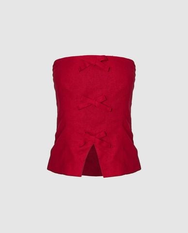  URBAN REVIVO - Áo kiểu nữ cúp ngực Bow Decor 