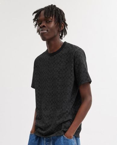  COACH - Áo thun nam cổ tròn tay ngắn Signature 