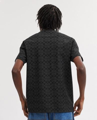  COACH - Áo thun nam cổ tròn tay ngắn Signature 