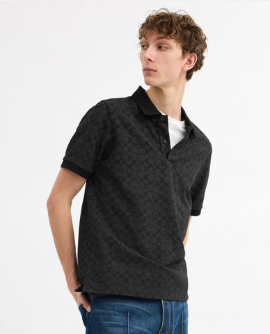  COACH - Áo polo nam cổ bẻ tay ngắn Signature 