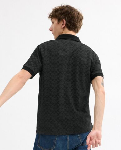  COACH - Áo polo nam cổ bẻ tay ngắn Signature 