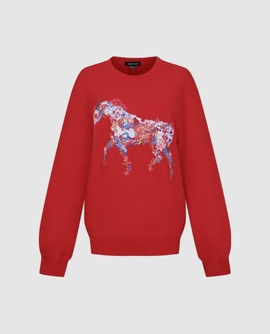  URBAN REVIVO - Áo sweatshirt nữ cổ tròn tay dài in họa tiết 