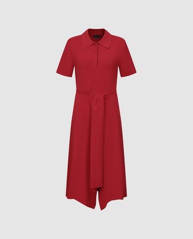  URBAN REVIVO - Đầm polo midi cổ bẻ dáng xòe 