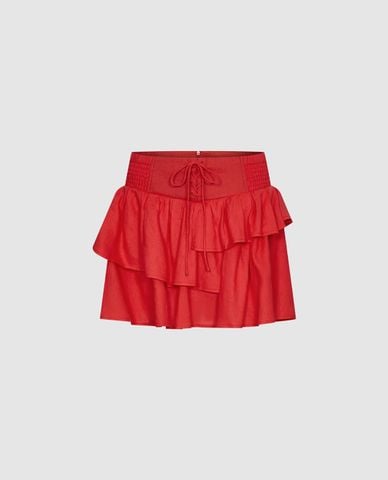  URBAN REVIVO - Chân váy xếp tầng mini bèo nhún 
